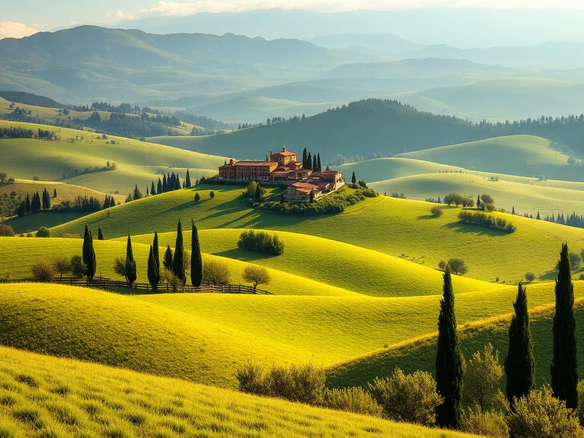 Colline della Maremma toscana al tramonto